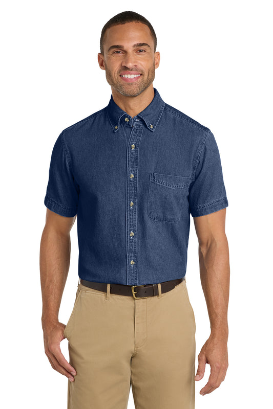 Camisa Bordada - Logo Escolar - Port & Co™ Short Sleeve Value Denim Shirt - SP11