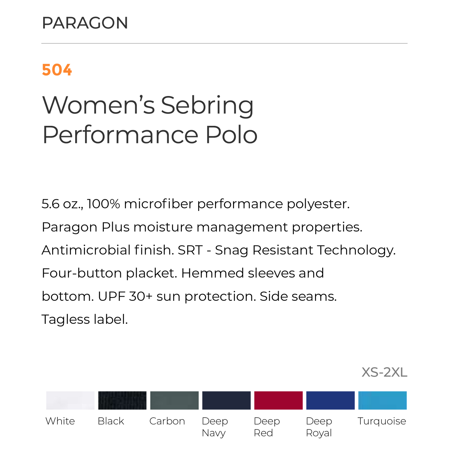 Paragon 504 Ladies Performance Polo - Chest Logo