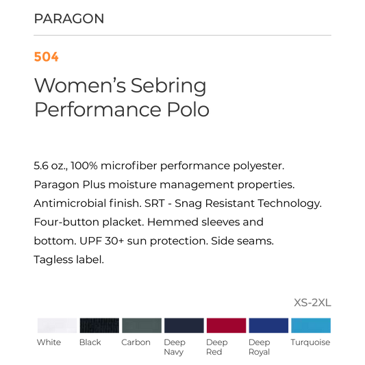 Polo Bordada - Logo Escolar - Paragon 504 Ladies' Performance Polo