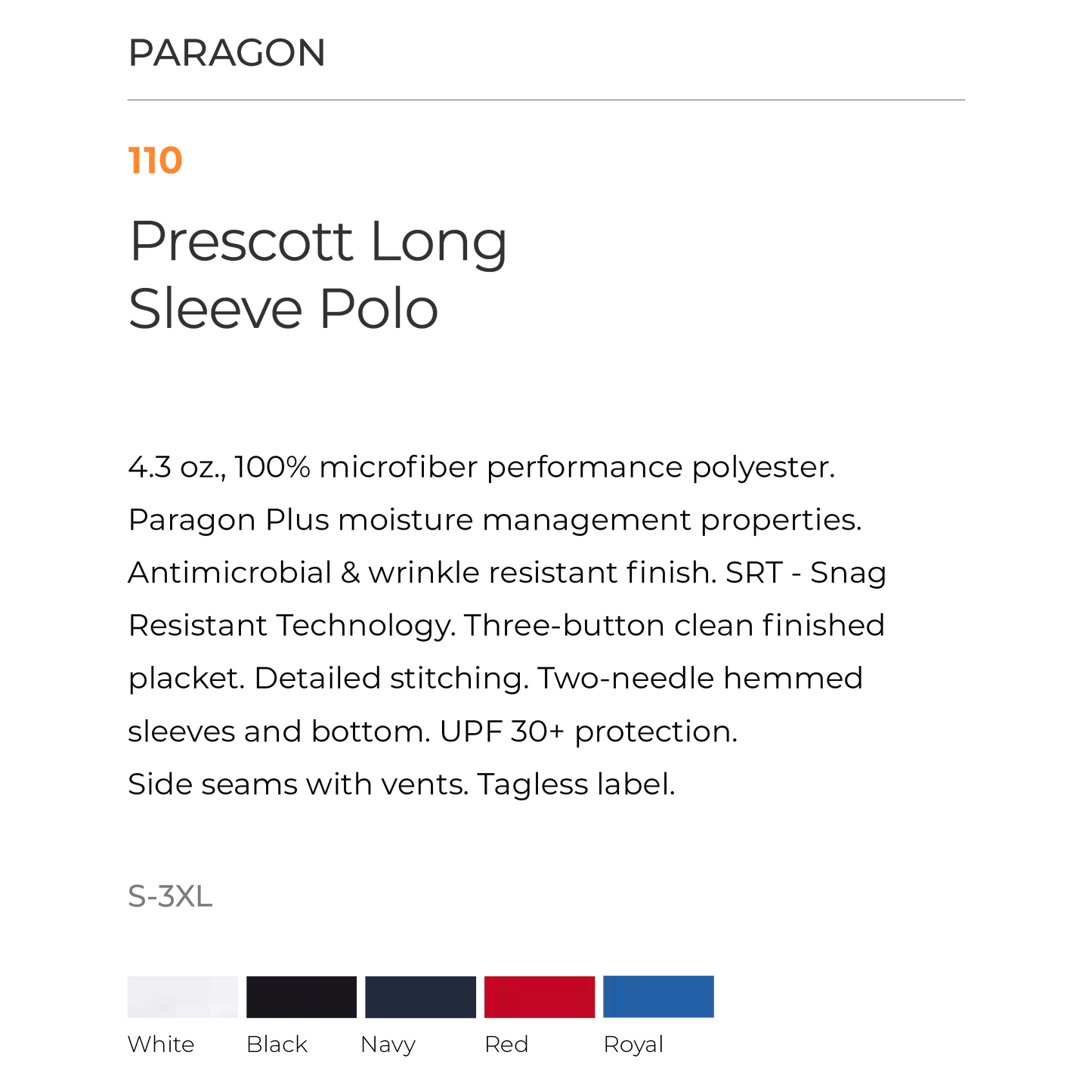 PARAGON SM0110 LONGSLEEVE POLO WITH EMBROIDERED LOGO - School