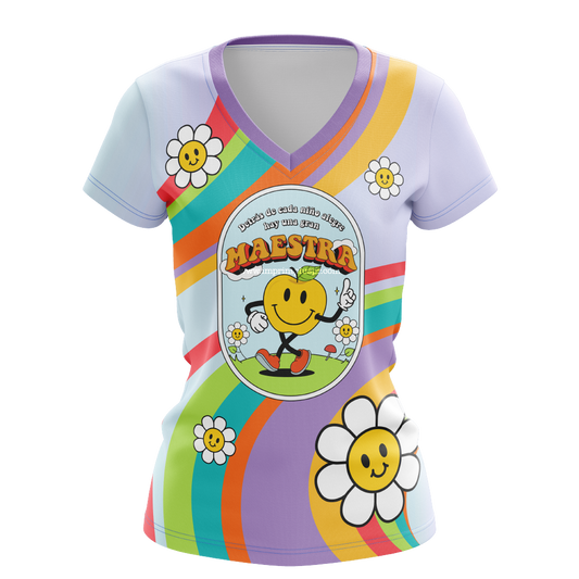 Detrás de cada niño alegre hay una gran maestra - T-shirt sublimada