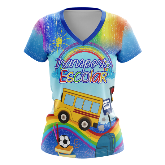 Rainbow School Bus - T-shirt sublimada