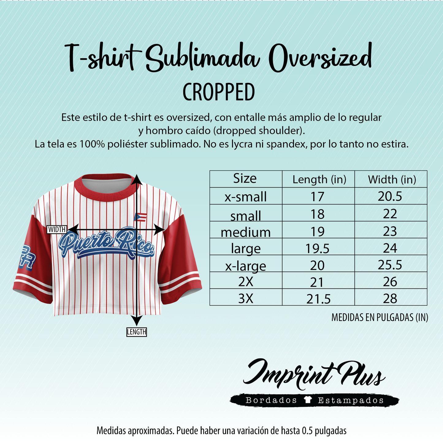 Clásica Celeste - T-shirt sublimada estilo oversized cropped