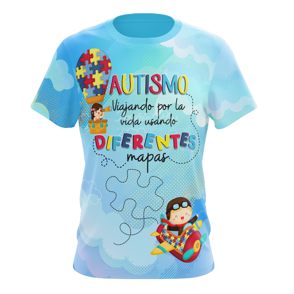 Autismo Diferentes Mapas - T-shirt sublimada