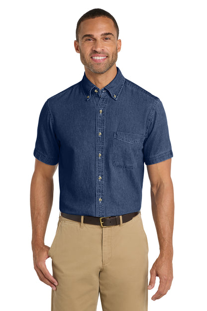 Camisa Bordada - Logo Escolar - Port & Co™ Short Sleeve Value Denim Shirt - SP11