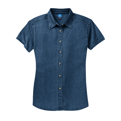 Camisa Bordada - Logo Escolar - Port & Co™ Women's Short Sleeve Value Denim Shirt - LSP11