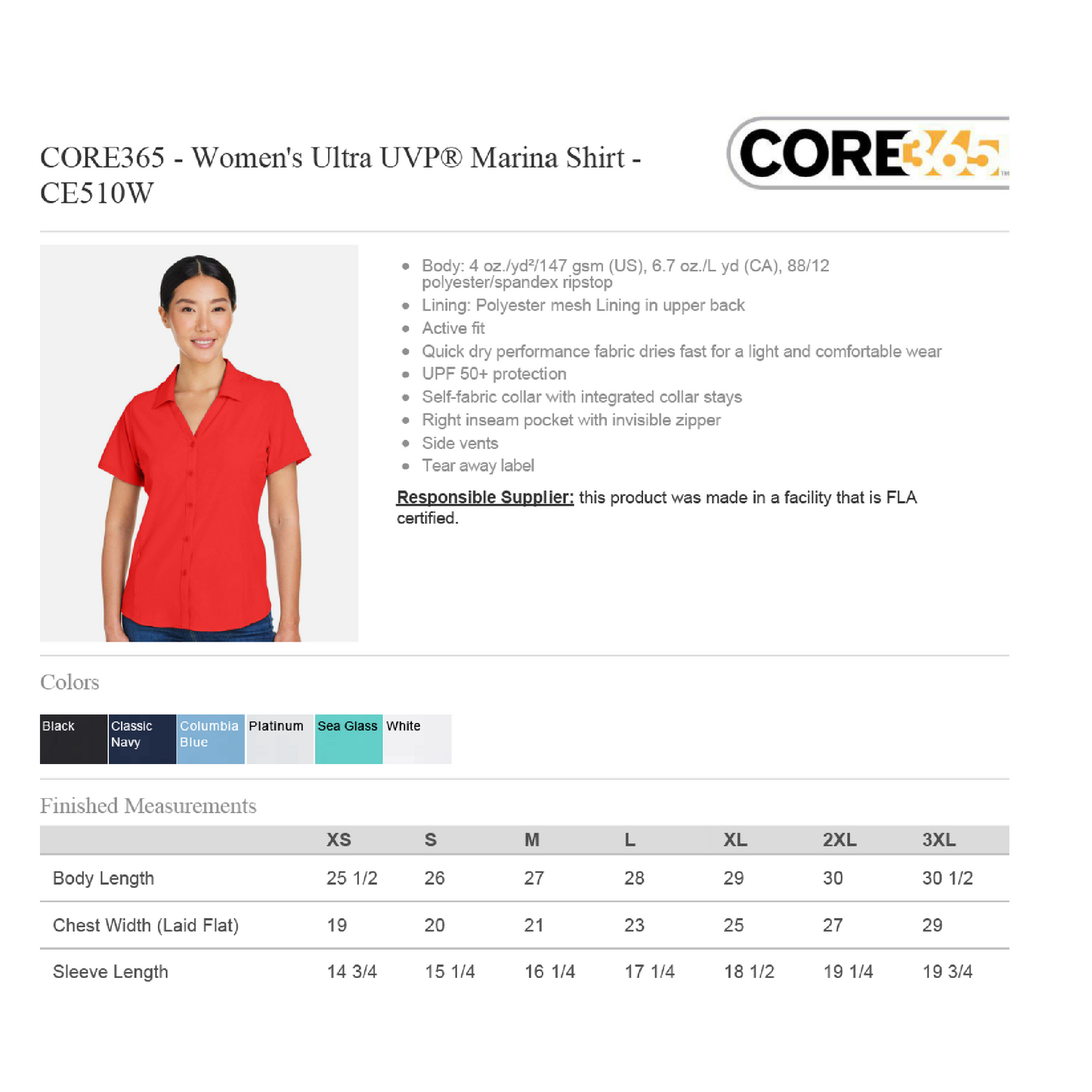 Camisa Bordada - Logo Escolar - Women's Ultra UVP® Marina Shirt - CE510W