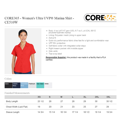 Camisa Bordada - Logo Escolar - Women's Ultra UVP® Marina Shirt - CE510W