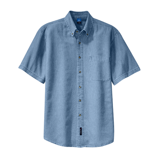 Camisa Bordada - Logo Escolar - Port & Co™ Short Sleeve Value Denim Shirt - SP11