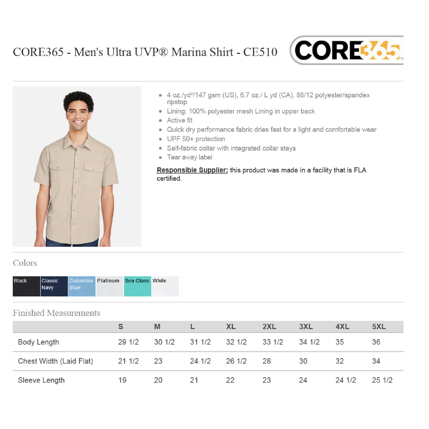 Camisa Bordada - Logo Escolar - Men's Ultra UVP® Marina Shirt - CE510