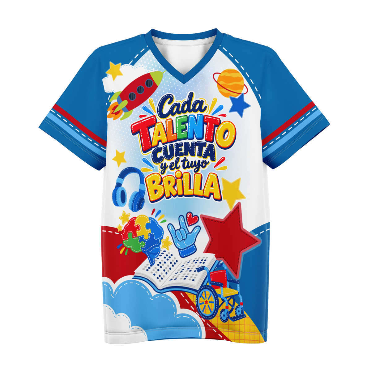 ¡Cada talento cuenta y el tuyo brilla! - T-Shirt Sublimada Unisex Cuello V