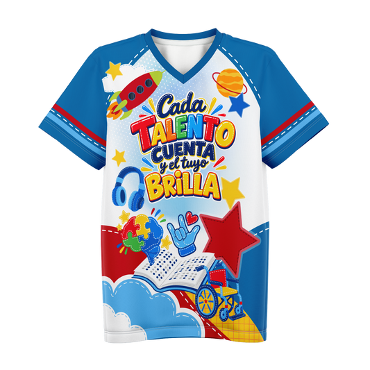 ¡Cada talento cuenta y el tuyo brilla! - T-Shirt Sublimada Unisex Cuello V