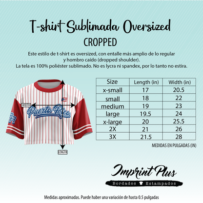 Clásica Celeste - T-shirt sublimada estilo oversized cropped