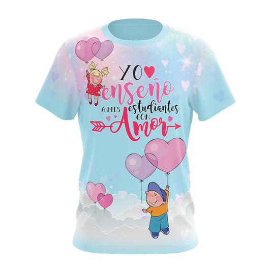 Nubes y corazones -Yo enseño con Amor - T-shirt sublimada