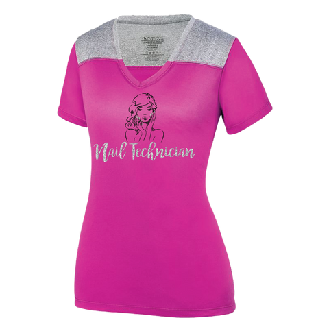 Nail Technician - Glitter Logo - LADIES CHALLENGE T-SHIRT