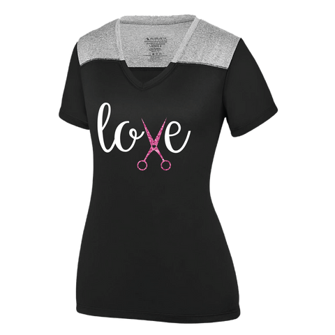 Love Hair Stylist - Glitter Logo - LADIES CHALLENGE T-SHIRT